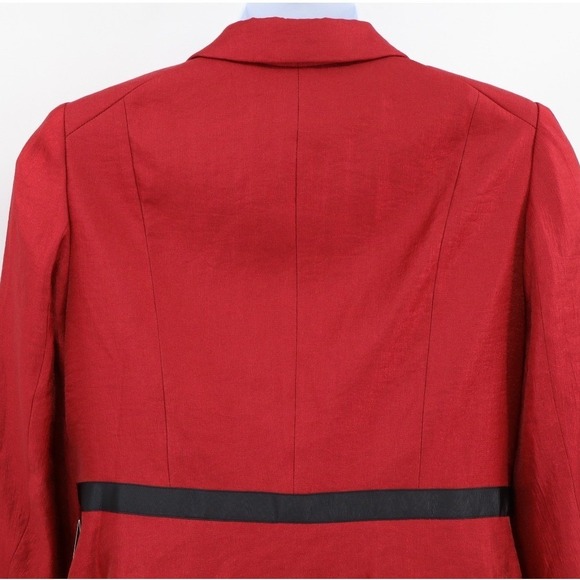 NWT Adrianna Papell Jacket Double Hem Snap Closure Red Viscose Blend Size 16 - Picture 6 of 11